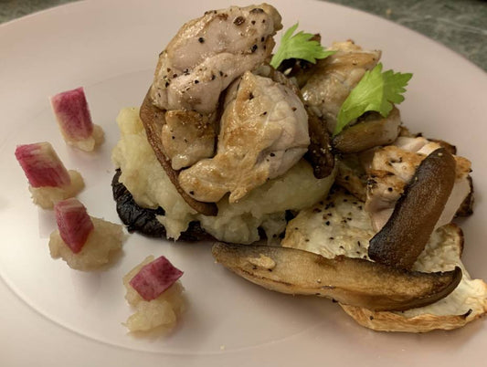 Majestic Portobello and Celery Beef Sweetbreads Stack