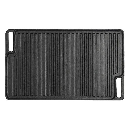 L'Chaim Meats 45cm Rectangular Cast Iron Portable Fry BBQ Grill Plate Cooking Pan