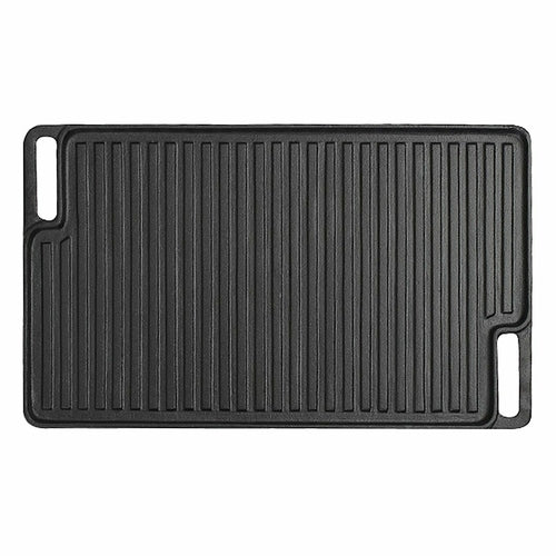 L'Chaim Meats 45cm Rectangular Cast Iron Portable Fry BBQ Grill Plate Cooking Pan