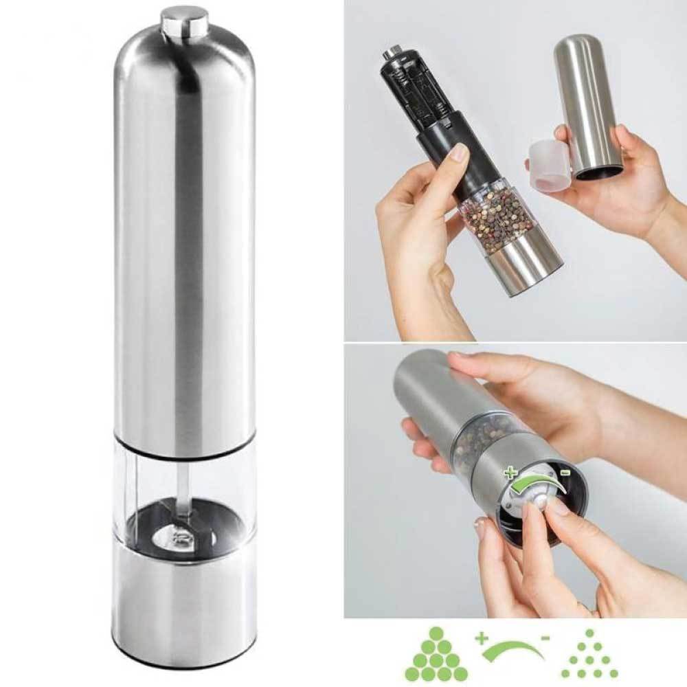 Electric Salt or Pepper Grinder Stainless Steel Shakers Mill Battery