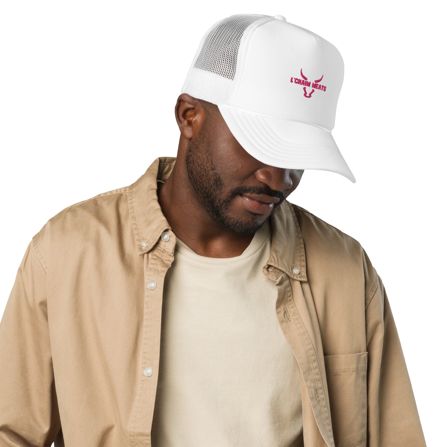 L'Chaim Meats Hat Pink Logo