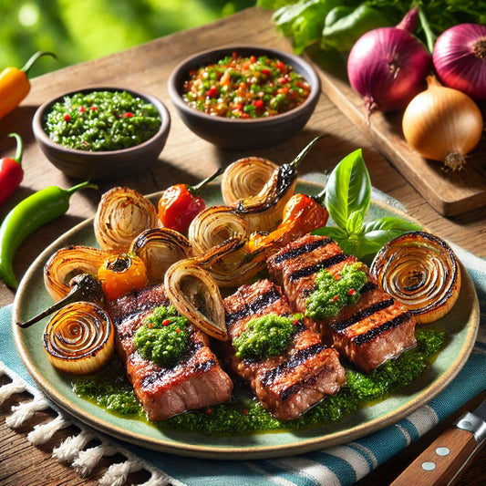 Saborosas y Jugosas: Brochetas de Res a la Parrilla con Salsa Chimichurri