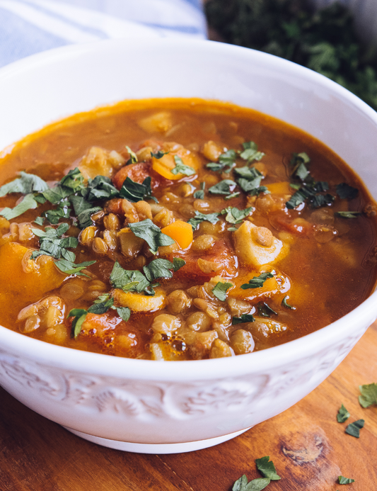 Sour Beef and Lentil Soup - using knuckle bones