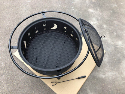 Fire Pit with Charcoal Grill and Spark