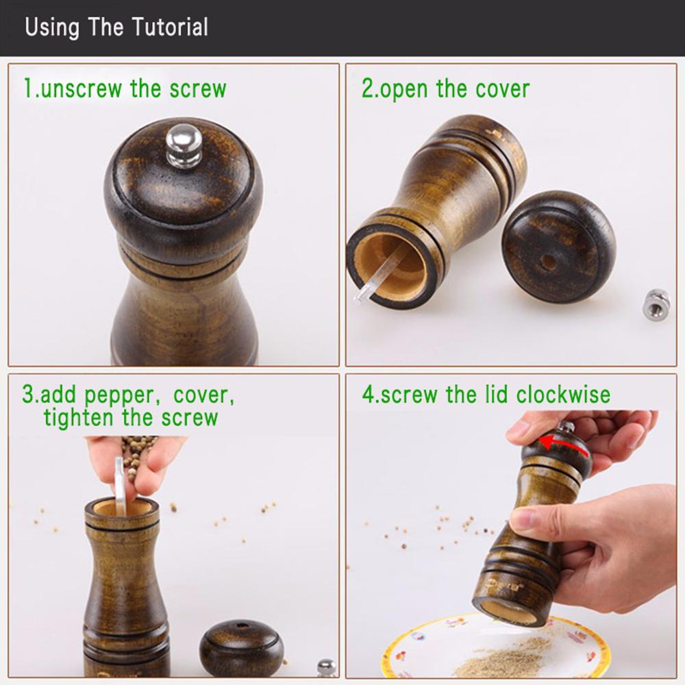 Handheld Adjustable Solid Wood Pepper Grinder Details