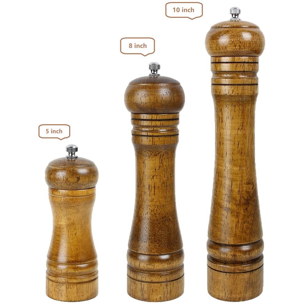 Handheld Adjustable Solid Wood Pepper Grinder Size