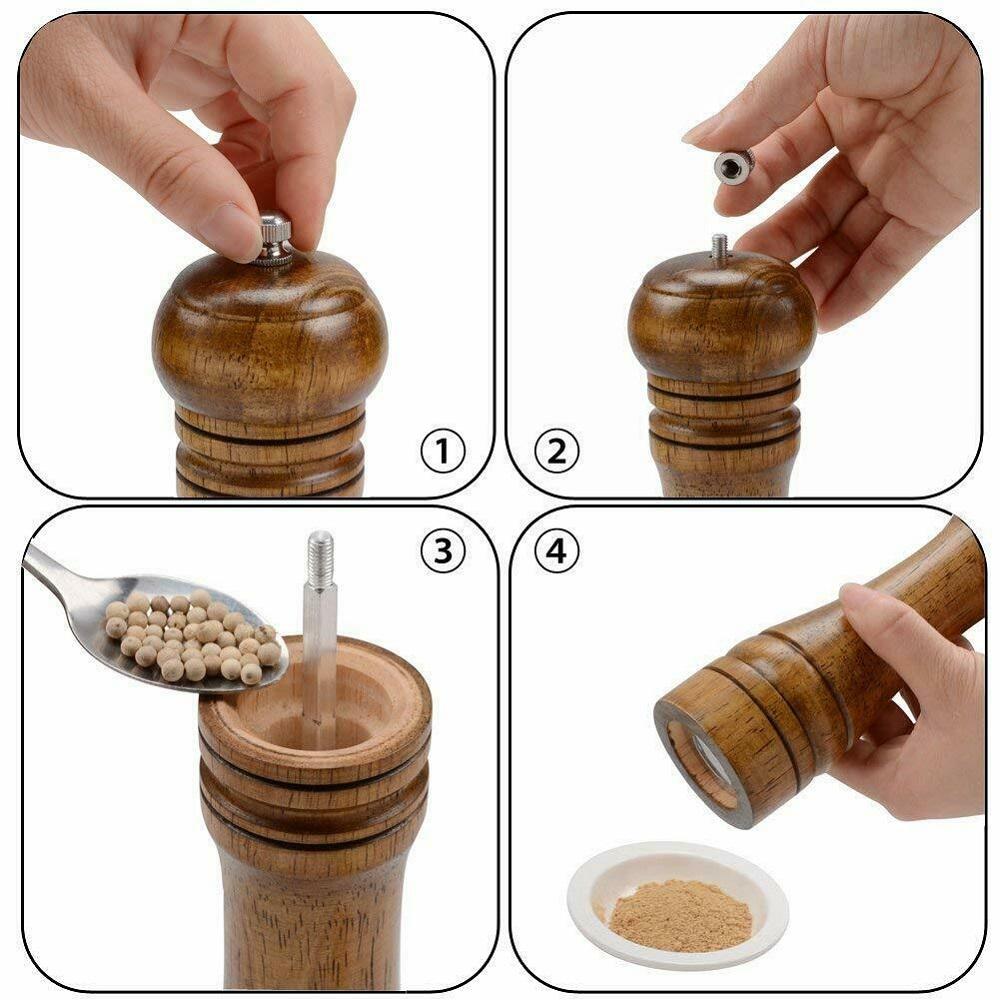 Handheld Adjustable Solid Wood Pepper Grinder Use