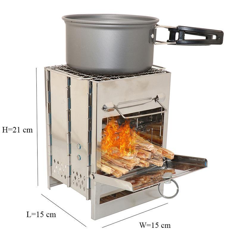 L'Chaim Square Wood Stove For Outdoors Camping BBQ Boiling Cooking