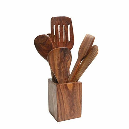 L'Chaim Meats Sheesham Wood Non Stick Cooking Serving Utensils Kitchen set Spoon Set