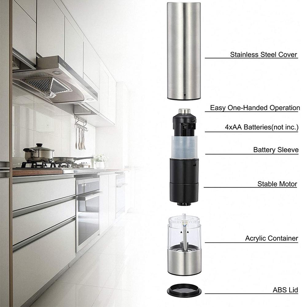 Pepper Mill Stainless Steel Automatic Salt Pepper Grinder Product Detail