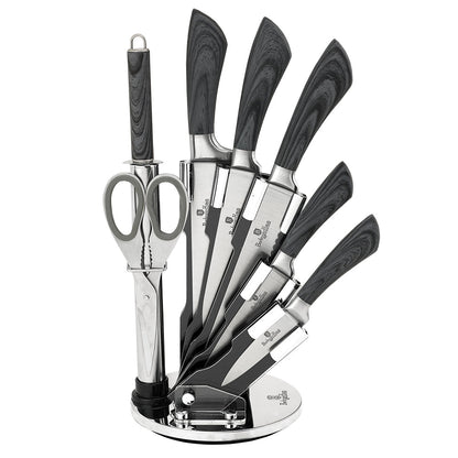 L'Chaim 8-Piece Knife Set w/ Acrylic Stand Carbon Pro Collection