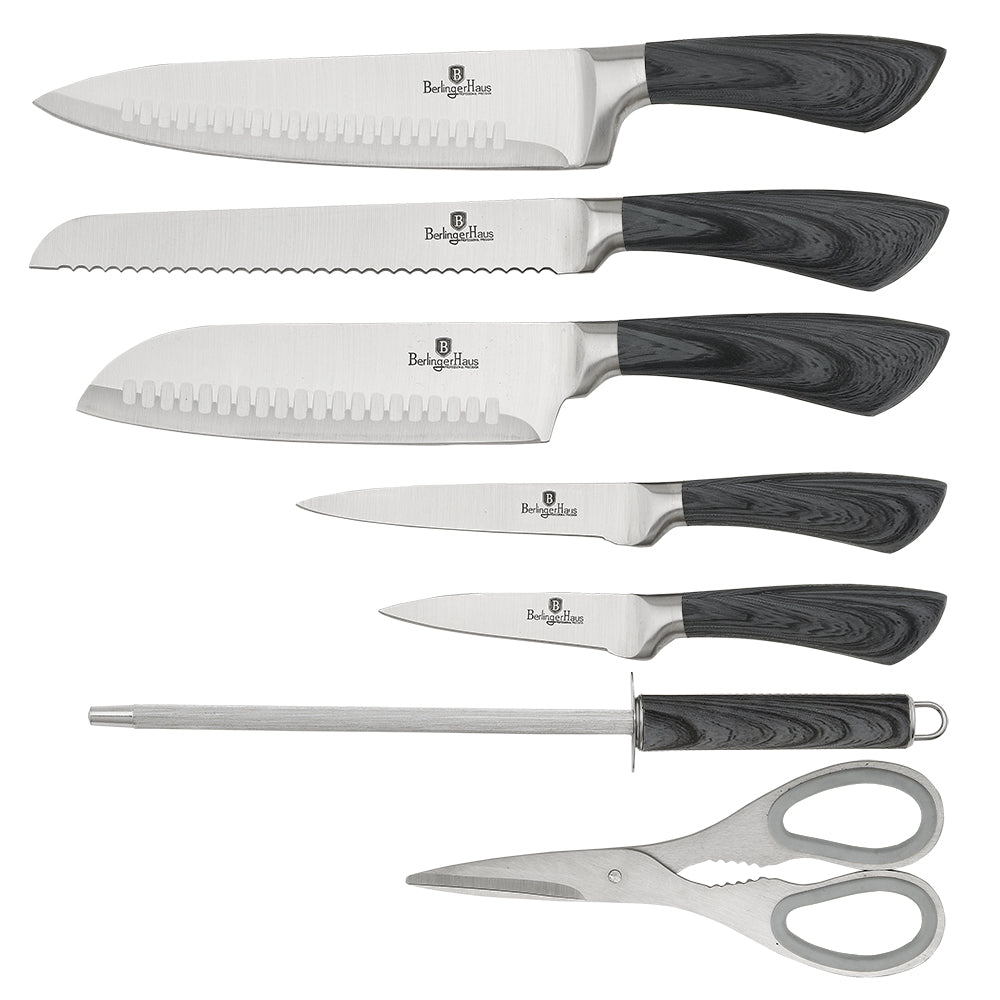 L'Chaim 8-Piece Knife Set w/ Acrylic Stand Carbon Pro Collection