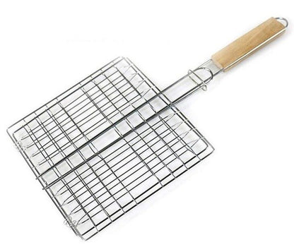 L'Chaim Barbecue Grilling Basket Grill BBQ Net Wooden