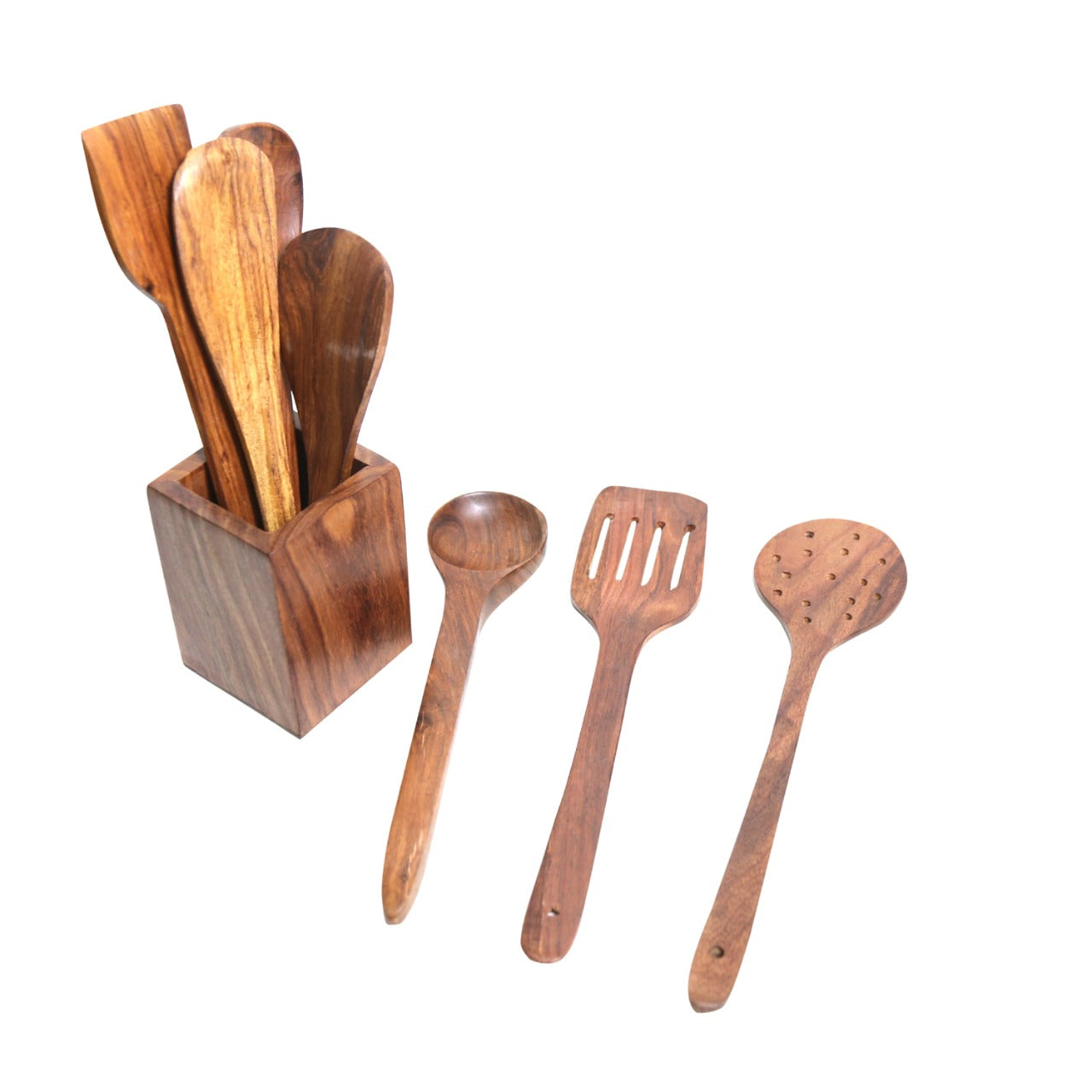 L'Chaim Meats Sheesham Wood Non Stick Cooking Serving Utensils Kitchen set Spoon Set