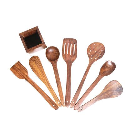 L'Chaim Meats Sheesham Wood Non Stick Cooking Serving Utensils Kitchen set Spoon Set