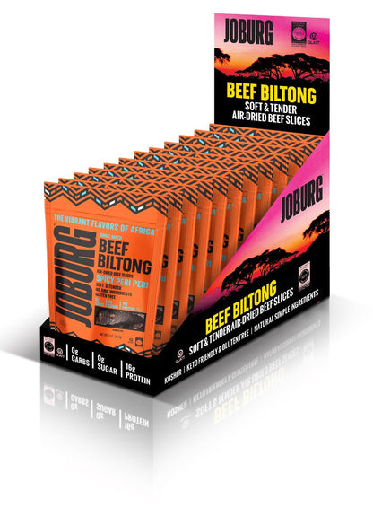 South African BLACK PEPPER Crusted Biltong - CASE (12x2oz Packets Per Case)