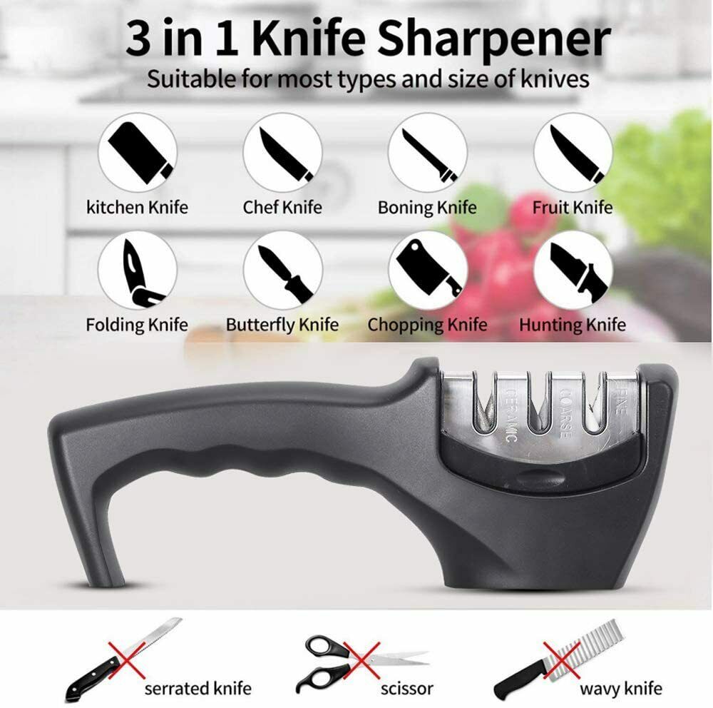 4 in 1 Knife Sharpener Professional Ceramic Tungsten Kitchen Sharpening  System