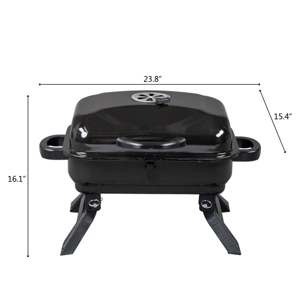 Portable Charcoal Grill BBQ and Smoker with Lid Folding Tabletop Grill Size