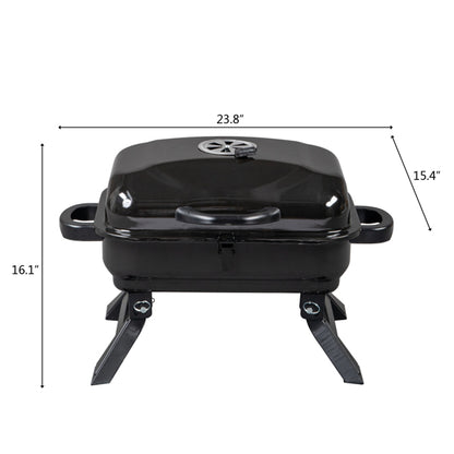 Portable Charcoal Grill BBQ and Smoker with Lid Folding Tabletop Grill Size