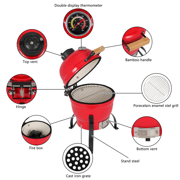 Round Ceramic Charcoal Grill Product Detail