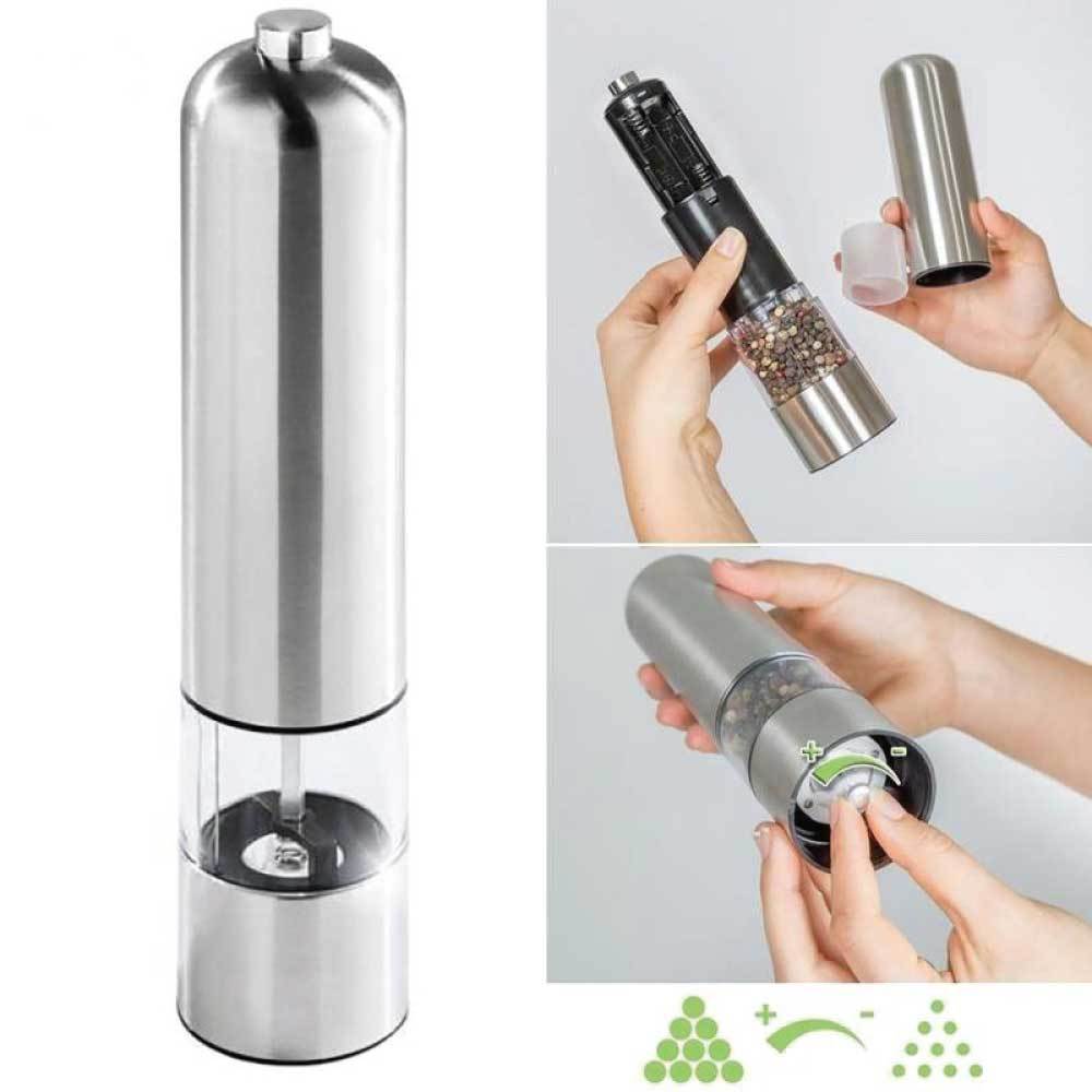 Pepper Mill, 2Pcs Stainless Steel Salt and Pepper Grinder Electric