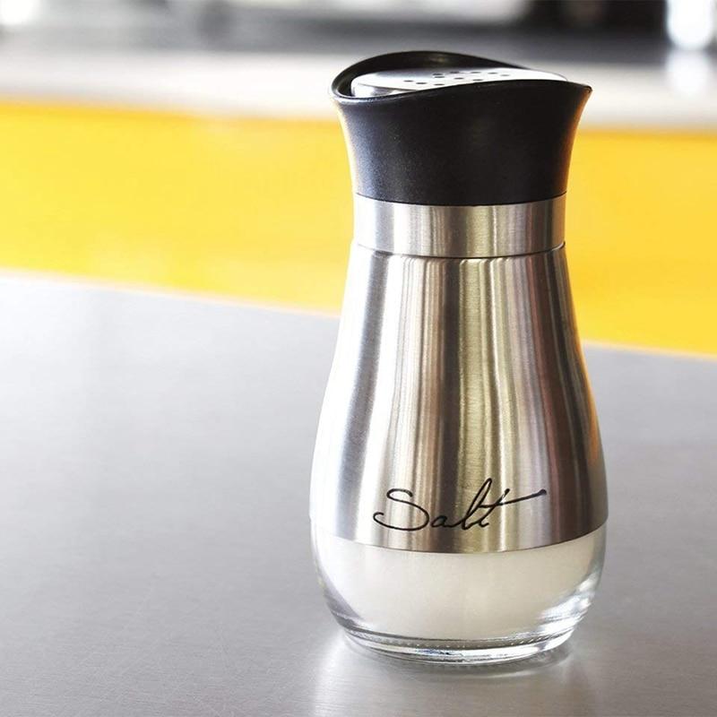 Salt and Pepper Shakers Stainless Steel Glass